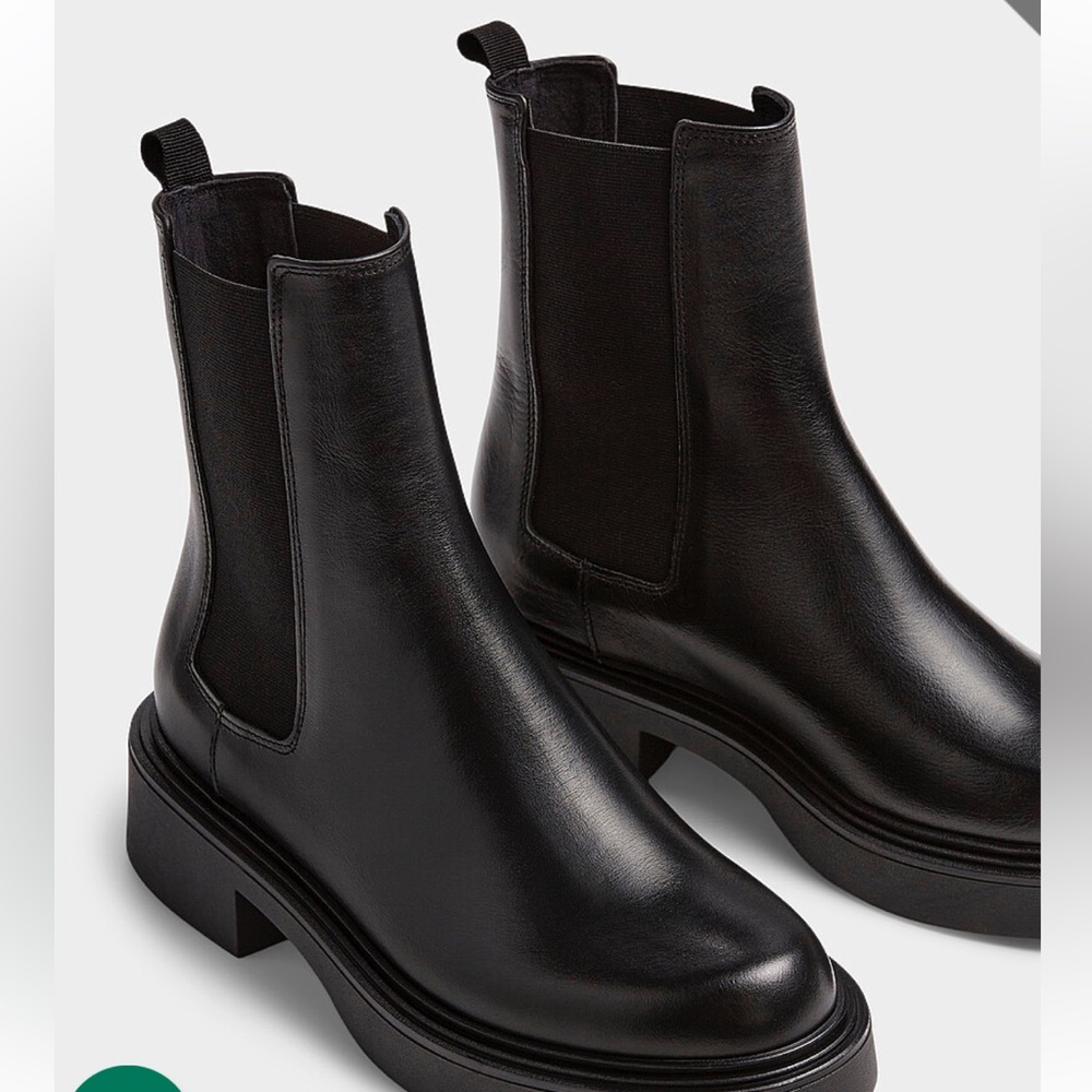 Black leather boots women size 40